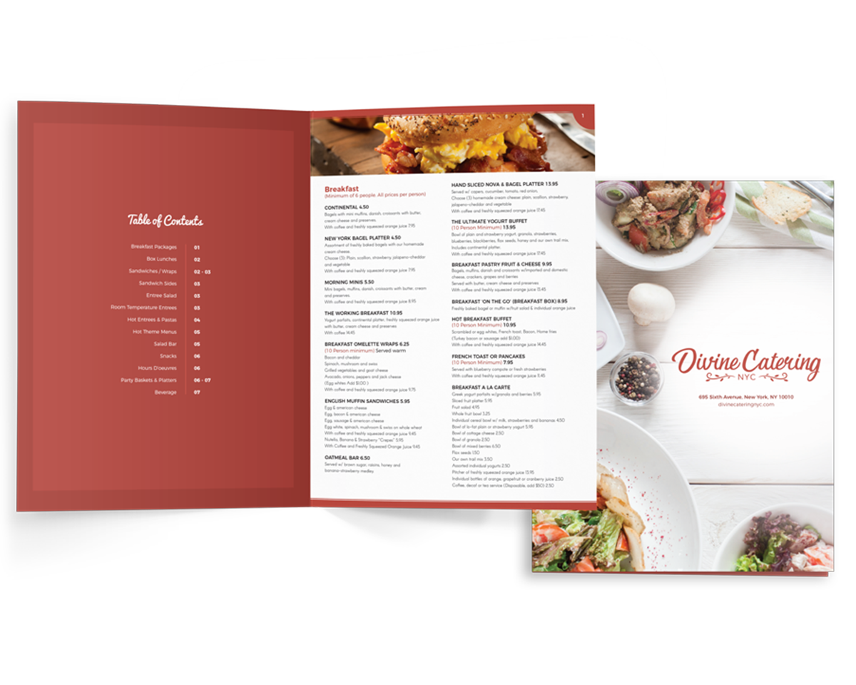Divine Catering: Restaurant Menu Design